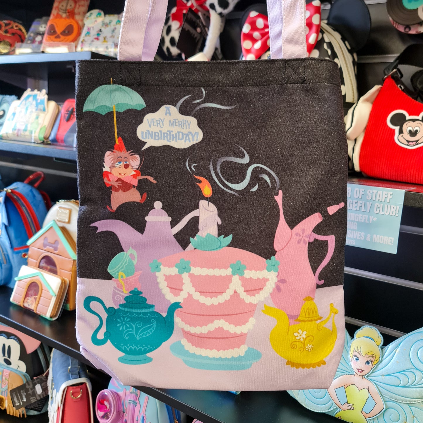 DISNEY ALICE IN WONDERLAND UNBIRTHDAY CANVAS TOTE BAG