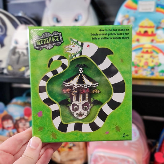 BEETLEJUICE CAROUSEL HAT SLIDING 3" COLLECTOR BOX PIN