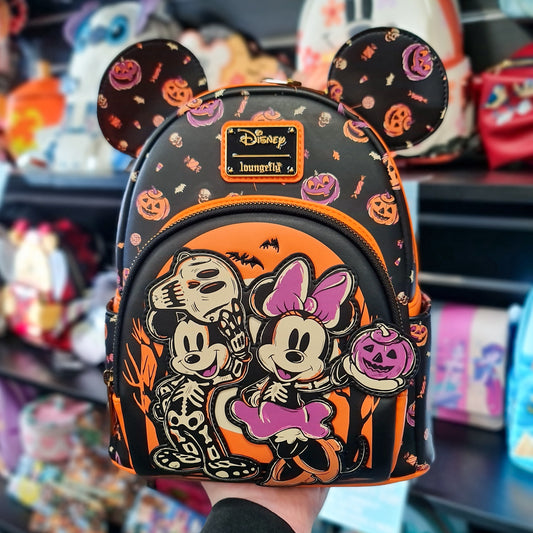 Disney Mickey Minnie GITD Skeletons Mini Backpack Exclusive