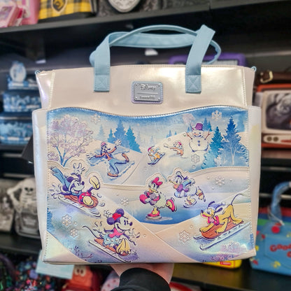 DISNEY MICKEY AND FRIENDS WINTER WONDERLAND SCENE CONVERTIBLE TOTE