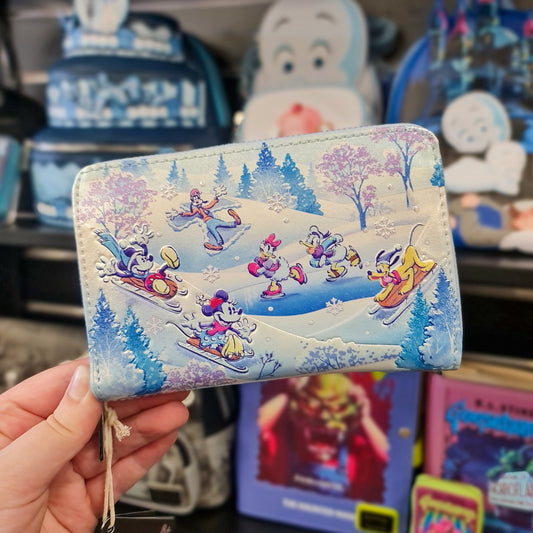 DISNEY MICKEY AND FRIENDS WINTER WONDERLAND ZIP AROUND WALLET