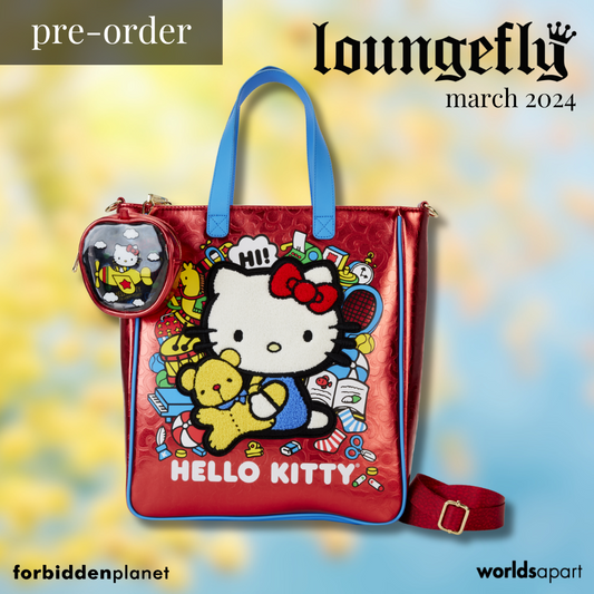 HELLO KITTY 50TH ANNIVERSARY METALLIC TOTE BAG WITH COIN BAG