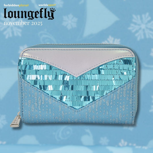 DISNEY FROZEN ELSA GLITTER SEQUIN LF ZIP AROUND WALLET